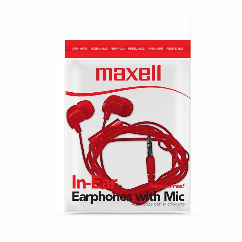 AURICULAR MAXELL IN-BAX ROJO