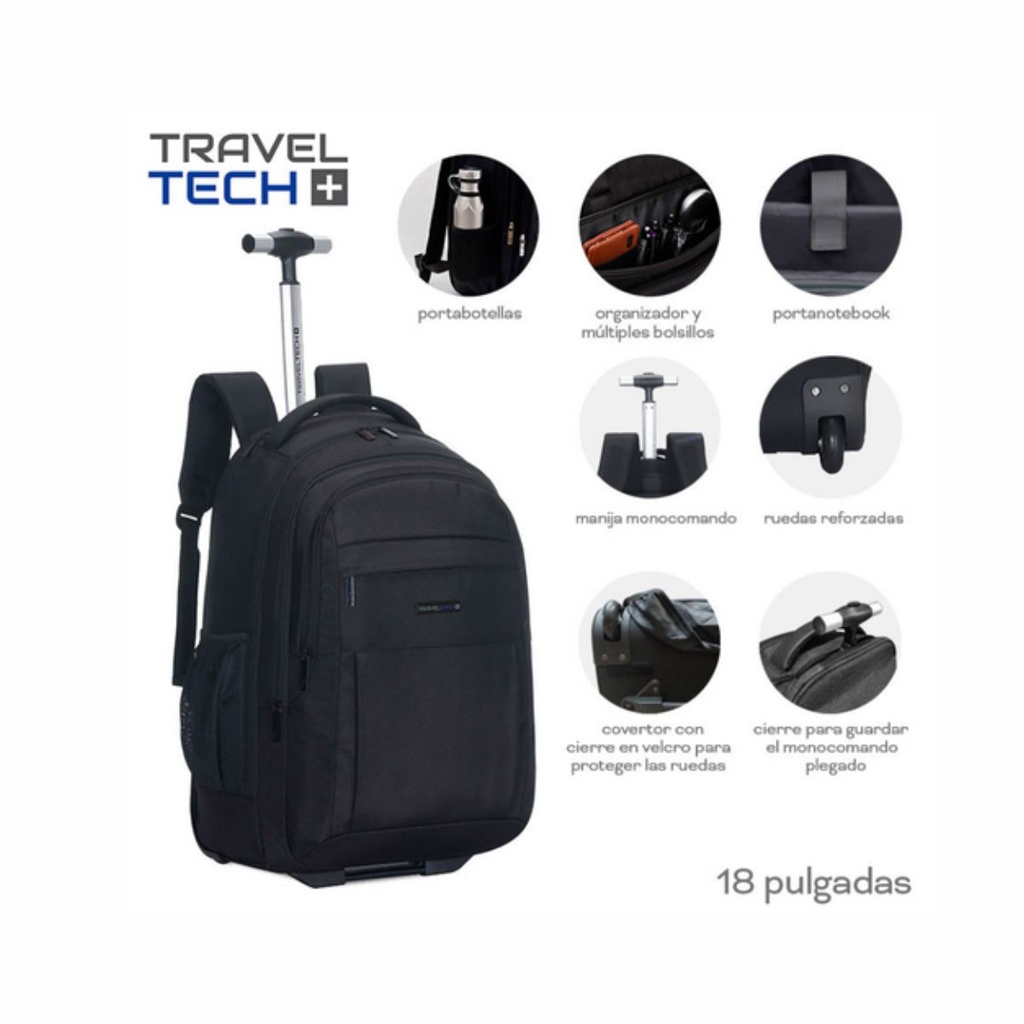 MOCHILA TRAVEL TECH 16027 C/CARRO