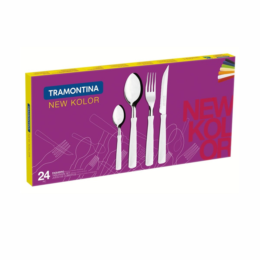 JUEGO DE CUBIERTOS TRAMONTINA 23199/762 NEW KOLOR ROJO 24PZS