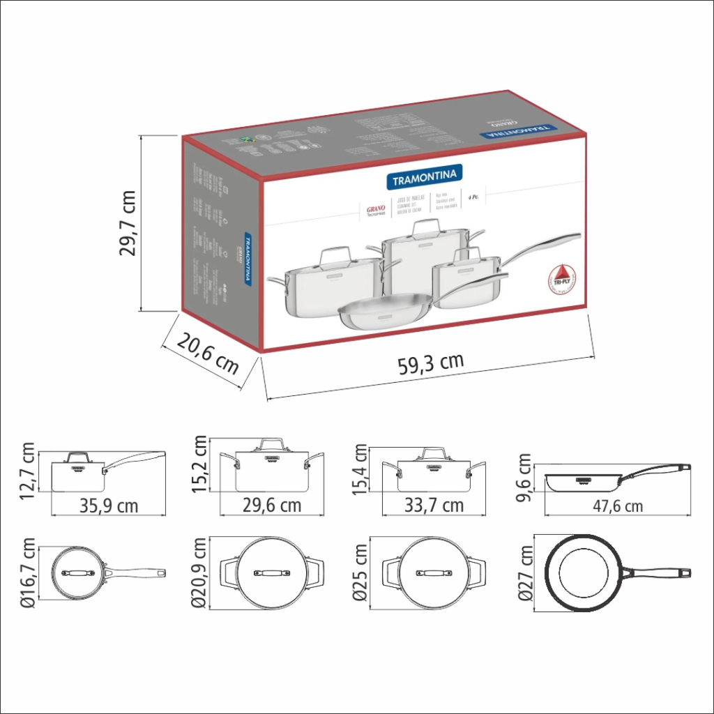 JUEGO TRAMONTINA 65140/000 GRANO 4PZS