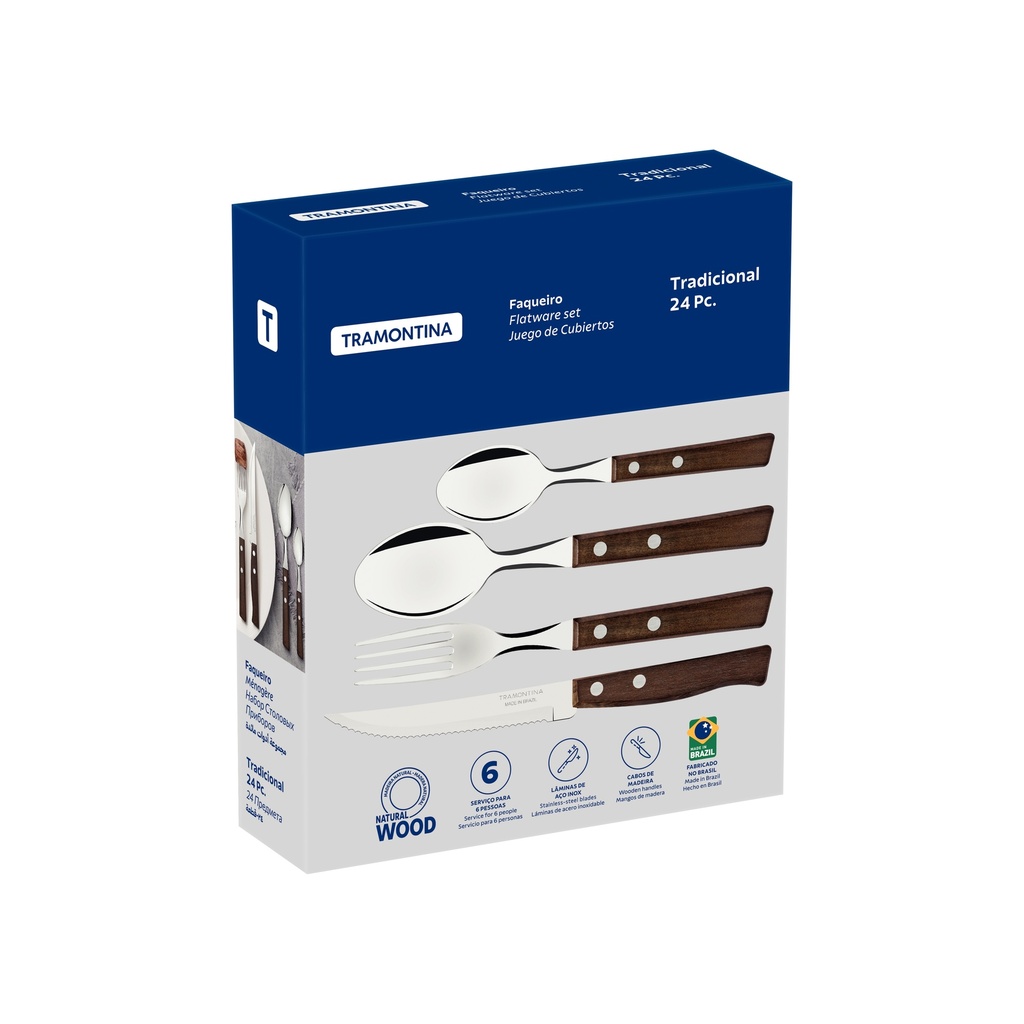 JUEGO DE CUBIERTOS TRAMONTINA 22299/050 TRADICIONAL 24PZS