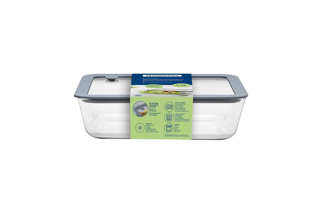 CONTENEDOR DE VIDRIO TRAMONTINA 61227/550 VITTRA RECTANGULAR 1,4 L