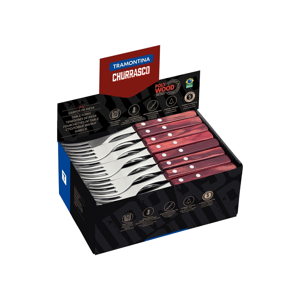 TENEDOR DE MESA TRAMONTINA 21198/718 POLYWOOD 60PZS ROJO