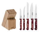 JUEGO CUCHILLOS TRAMONTINA 21199/783 POLYWOOD 6PZS CON TACO MADERA ROJO