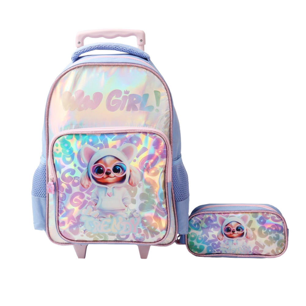 MOCHILA CARRO TRENDY 28774 15" CELESTE C/CARTUCHERA