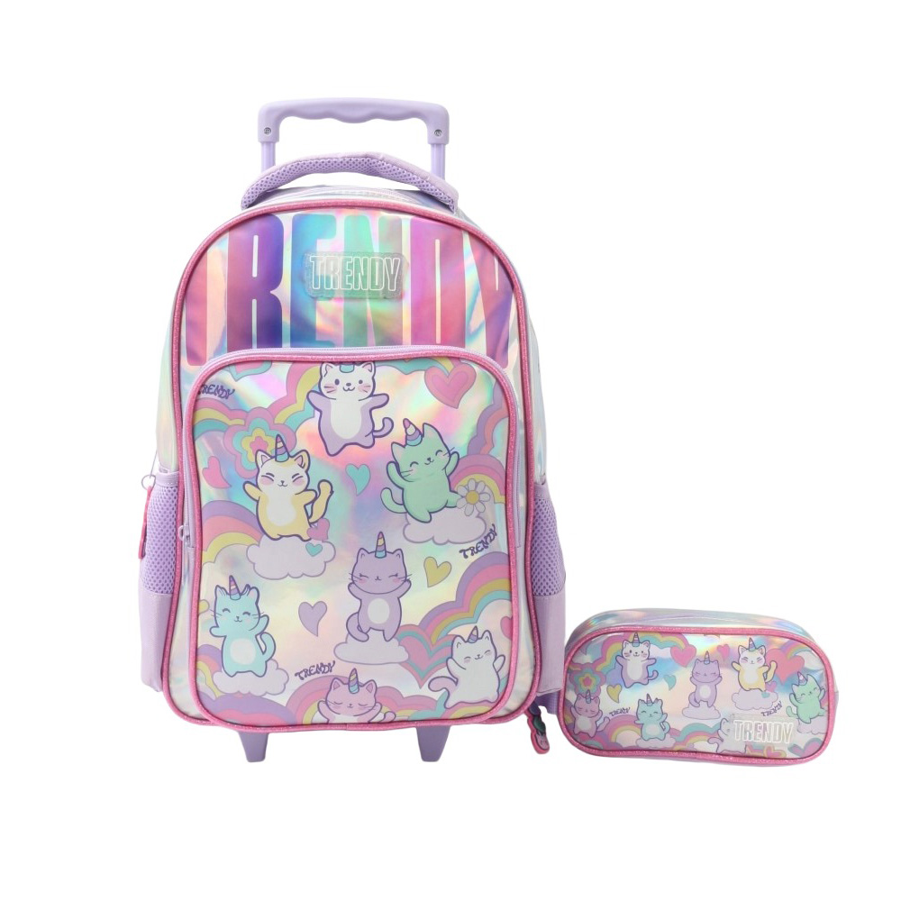 MOCHILA CARRO TRENDY 28770 15" C/CARTUCHERA GATITOS