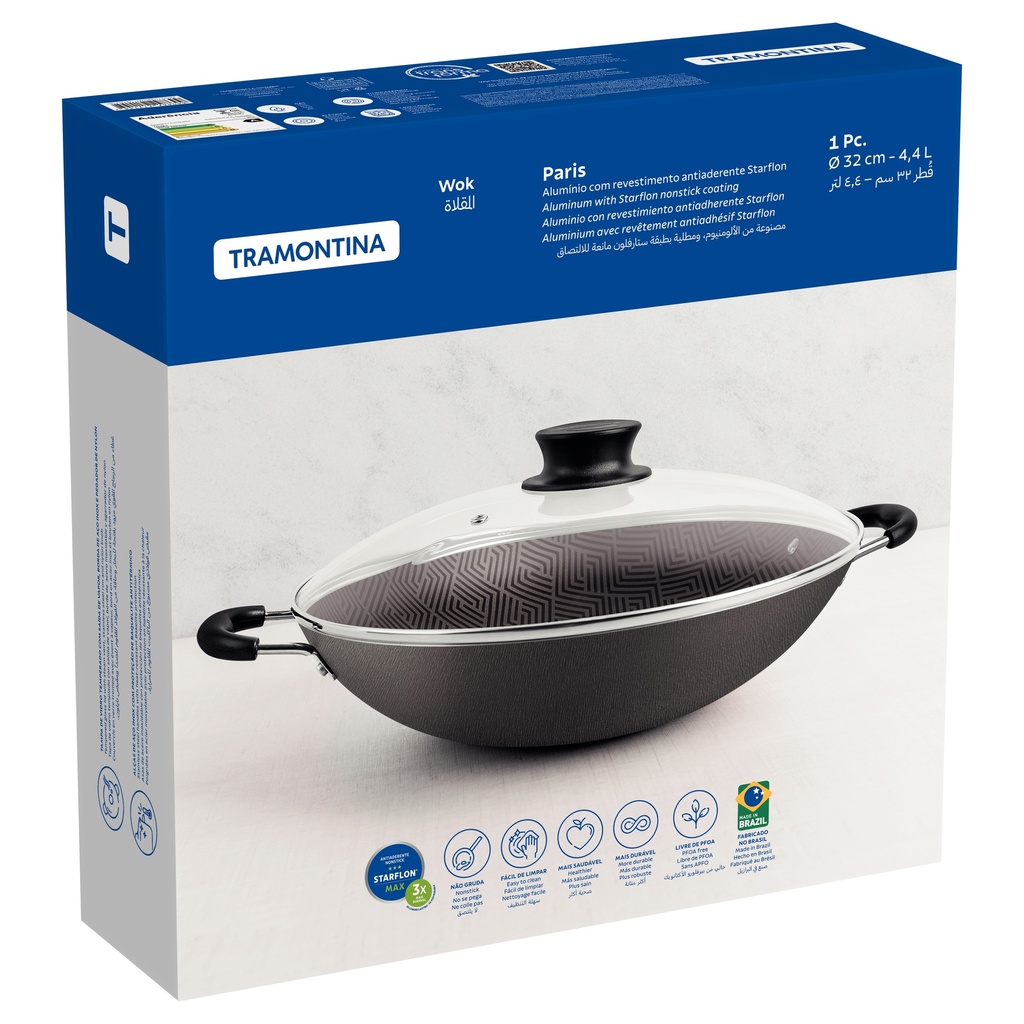 WOK TRAMONTINA 28545/632 PARIS 32CM CON TAPA