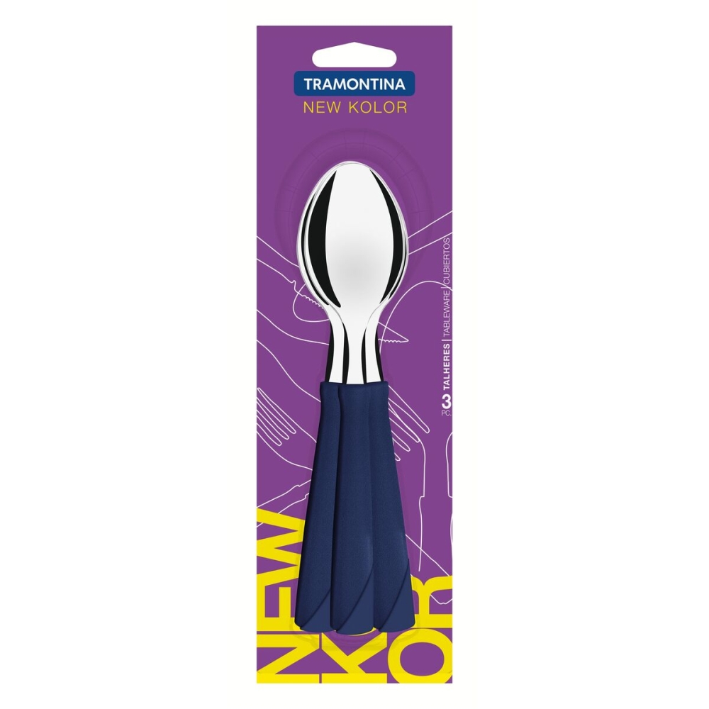 CUCHARA DE MESA TRAMONTINA 23163/310 NEW KOLOR 3 PZS AZUL
