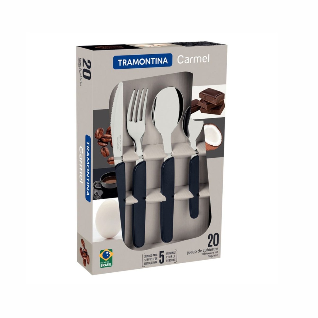 JUEGO DE CUBIERTOS TRAMONTINA 23499/080 CARMEL AZUL 20PZS