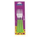 TENEDOR DE MESA TRAMONTINA 23162/320 NEW KOLOR VERDE 3PZS
