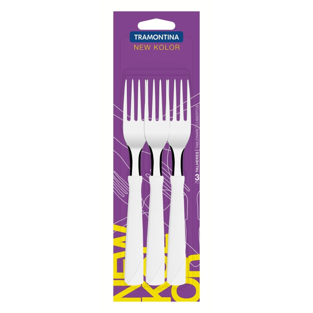 TENEDOR DE MESA TRAMONTINA 23162/380 NEW KOLOR 3PZS BLANCO