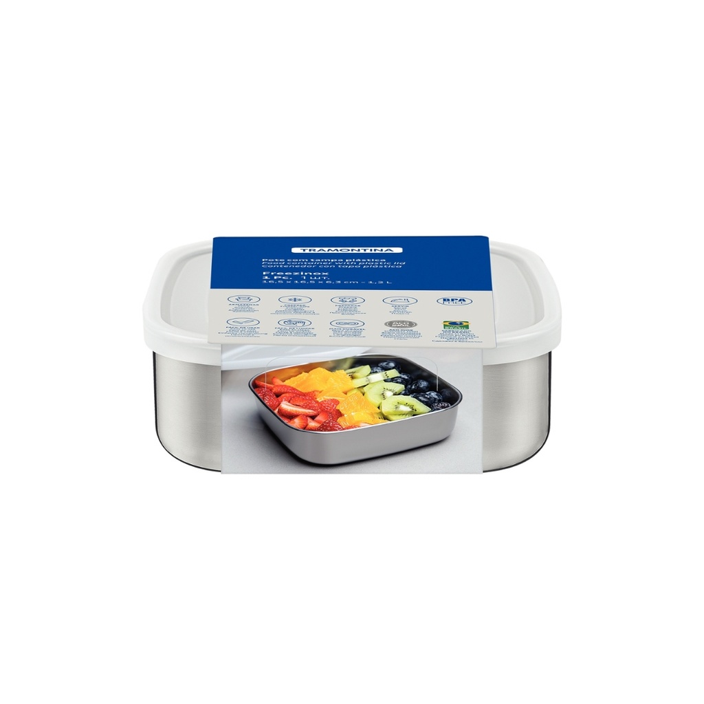 CONTENEDOR TRAMONTINA 61223/660 FREEZINOX CUADRADO 16CM