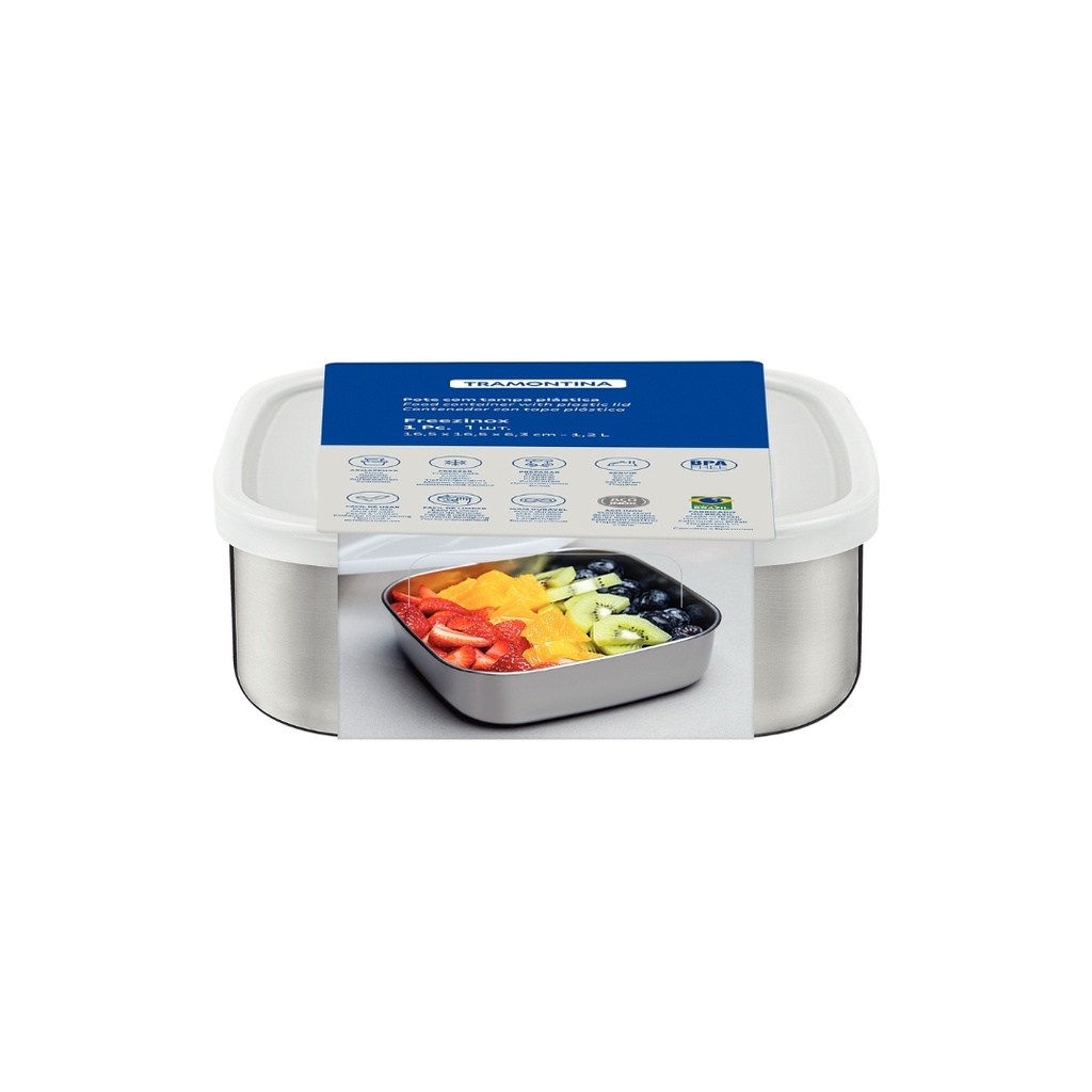 CONTENEDOR TRAMONTINA 61223/690 FREEZINOX CUADRADO 20CM