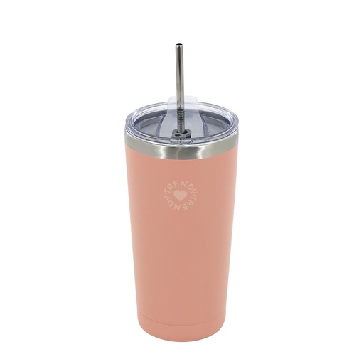 [199-84840] VASO TRENDY 18484 600ML ROSA CON SORBETE DE ACERO
