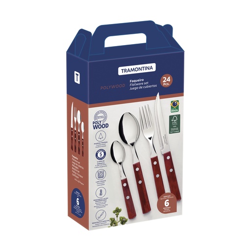 [086-01299] JUEGO CUBIERTOS TRAMONTINA 21199/705 POLYWOOD 24PZS