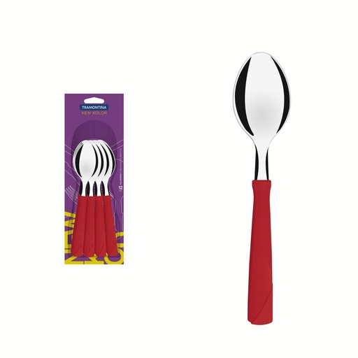 [086-27385] CUCHARAS DE MESA TRAMONTINA 23163/970 NEW KOLOR 12PZS ROJO