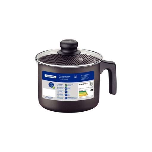 [086-98637] HERVIDOR TRAMONTINA 28532/614 PARIS 14CM CON TAPA VIDRIO