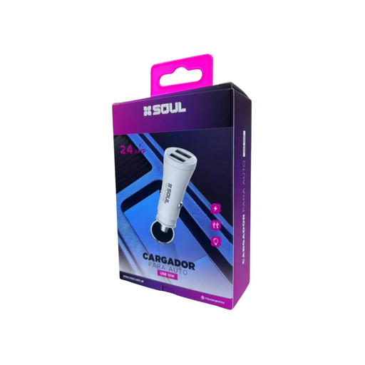 [164-74722] CARGADOR DE AUTO SOUL CA-DUSB10W DUAL USB 10W SIN CABLE