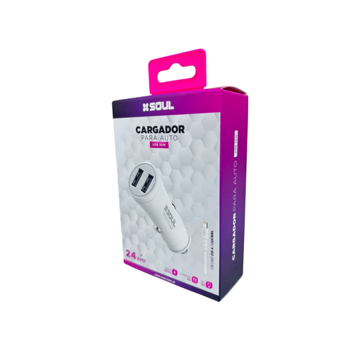 [164-74746] CARGADOR DE AUTO SOUL CA-DUSB10WL DUAL USB 10W LIGHTNING