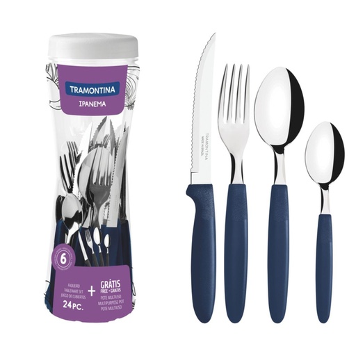 [086-99191] JUEGO DE CUBIERTOS TRAMONTINA 23399/191 IPANEMA 24PZS AZUL
