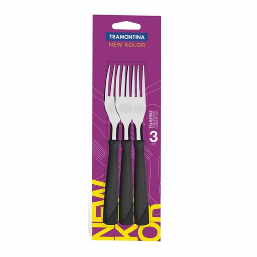 [086-62300] TENEDOR DE MESA TRAMONTINA 23162/300 NEW KOLOR NEGRO 3PZS