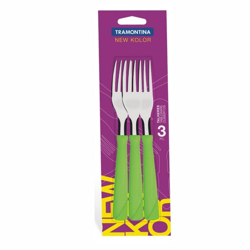 [086-62320] TENEDOR DE MESA TRAMONTINA 23162/320 NEW KOLOR VERDE 3PZS