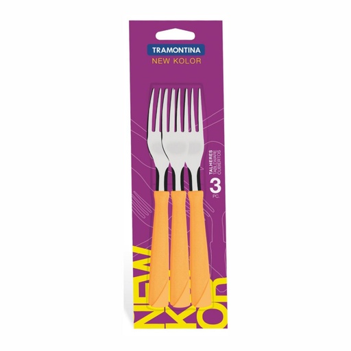 [086-62340] TENEDOR DE MESA TRAMONTINA 23162/340 NEW KOLOR NARANJA 3PZS