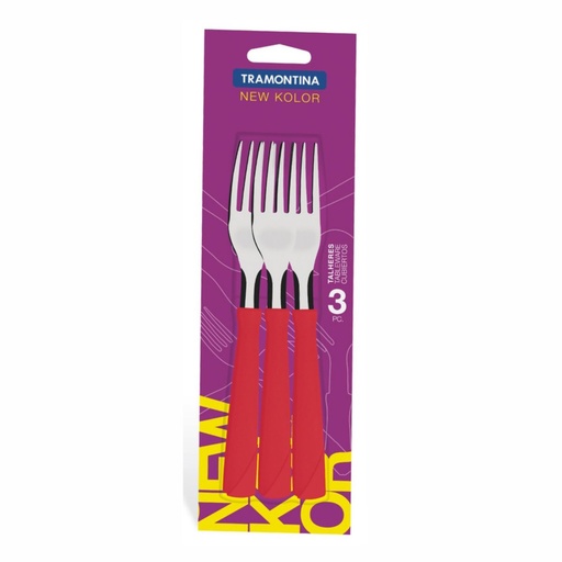 [086-62370] TENEDOR DE MESA TRAMONTINA 23162/370 NEW KOLOR ROJO 3PZS