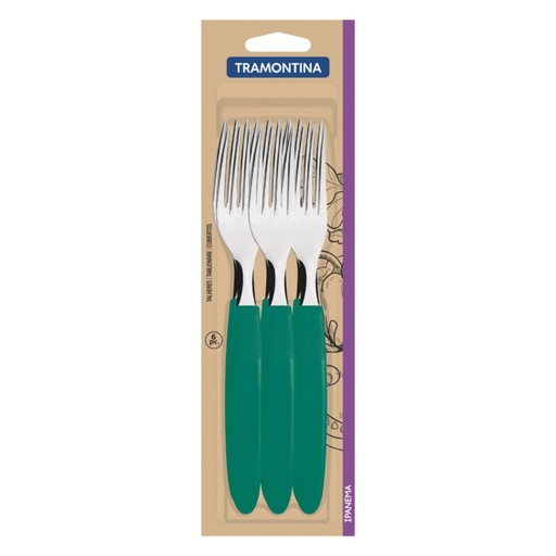 [086-62622] TENEDOR DE MESA TRAMONTINA 23362/622 IPANEMA VERDE 6PZS